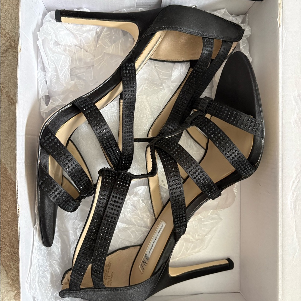 INC International Concepts Black Strappy Heels